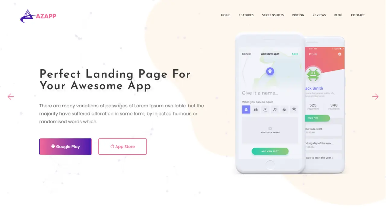 Azapp App Landing Page HTML5 Template