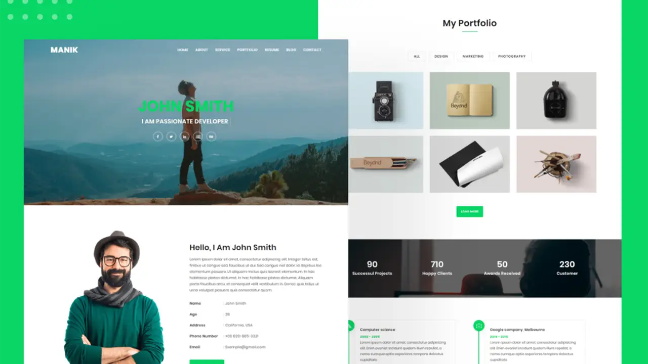 Manik Personal Portfolio Website Template