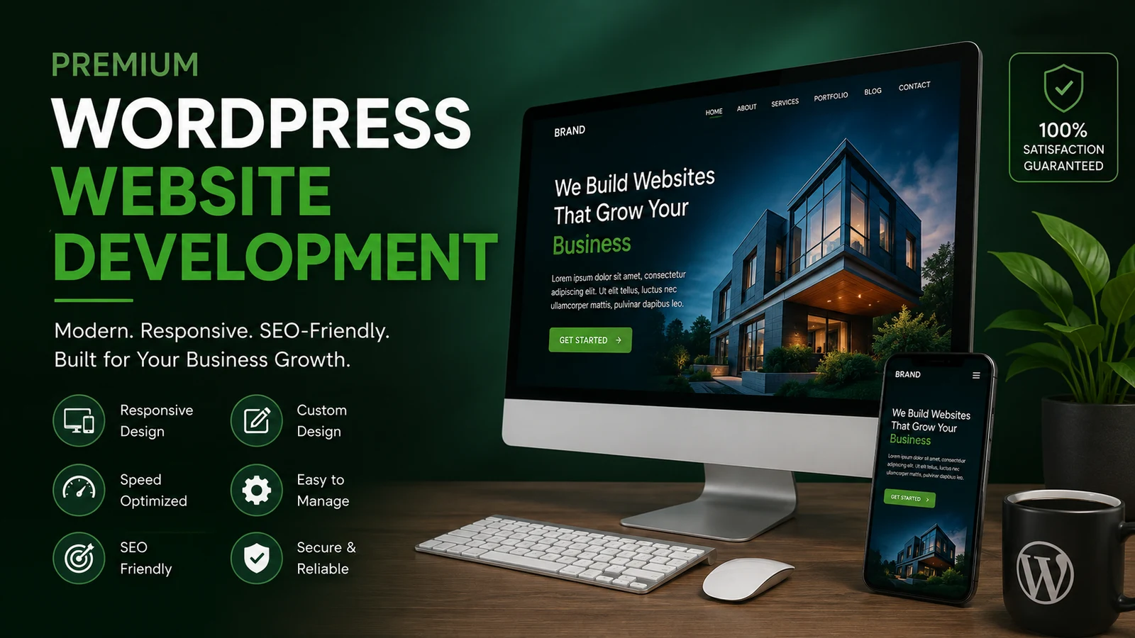 I will design and develop a premium modern responsive WordPress website