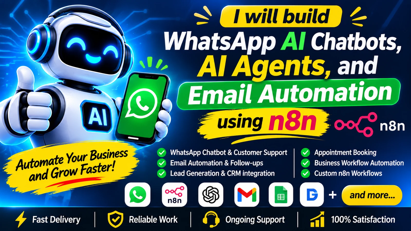 Ich erstelle WhatsApp KI-Chatbots, KI-Agenten und E-Mail-Automatisierung mit n8n